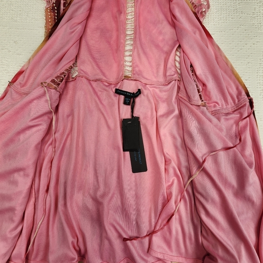 Cecelia De Bucourt NWT Pink Handcrafted Beaded Dress Size Small - Picture 5 of 13
